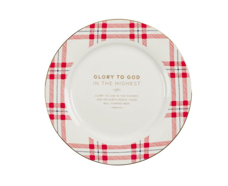 Plate Set 4pc Christmas Plaid