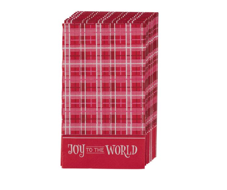 Dinner  Napkin  Paper  12pc  Joy  to  the World Plaid