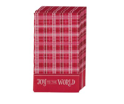 Dinner  Napkin  Paper  12pc  Joy  to  the World Plaid