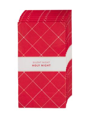 Dinner  Napkin  Paper  12pc  Silent  Night Plaid