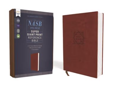 NASB, Super Giant Print Reference Bible, Leathersoft, Brown, Red Letter Edition, 1995 Text, Comfort Print