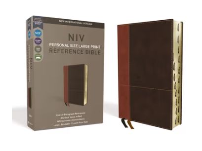 NIV, Personal Size Reference Bible, Large Print, Imitation Leather, Brown, Indexed, Red Letter Edition, Comfort Print
