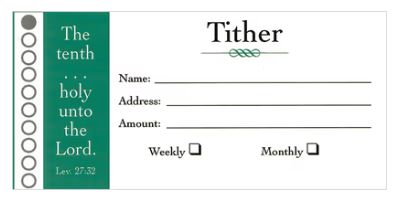 Tither Bill Size 100 Pkg Green