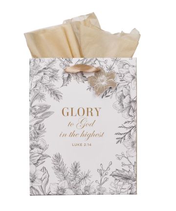 Glory to God Winter Botanical Medium Gift Bag - Luke 2:14