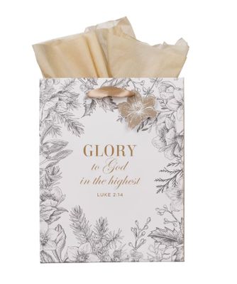 Glory to God Winter Botanical Medium Gift Bag - Luke 2:14