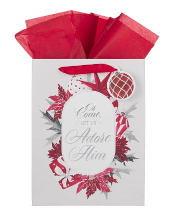 Adore Him Red Poinsettia Large Portrait Gift Bag