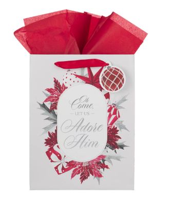 Adore Him Red Poinsettia Large Portrait Gift Bag