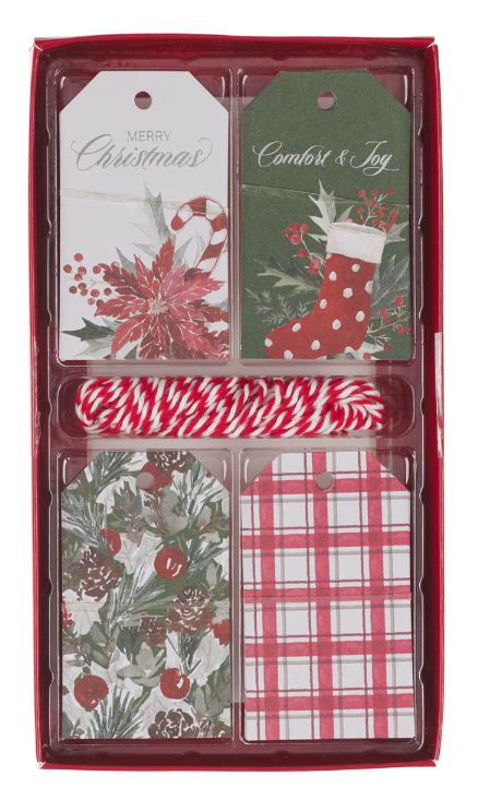 Poinsettia and Holly Christmas Gift Tag Set