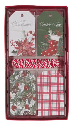Poinsettia and Holly Christmas Gift Tag Set