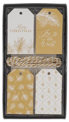 Merry Christmas Golden Pine Gift Tag Set