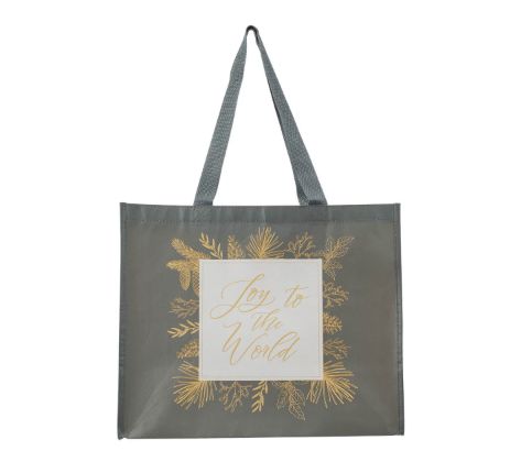 Joy to the World Gray Reusable Shopping Tote Bag