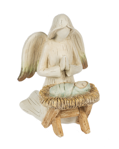 Kneeling Angel at Manger Figurine