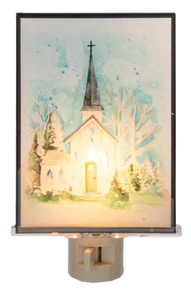 Watercolor Church Night Light