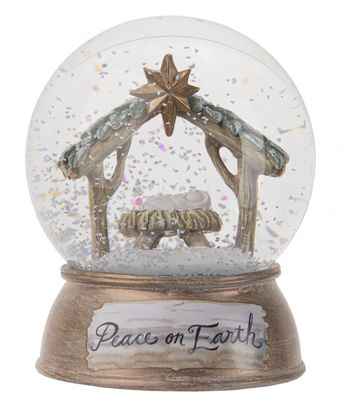 Watercolor Baby in Manger Globe - Peace on Earth