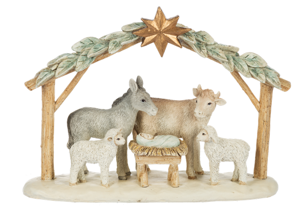 Animals at Manger Scene Figurine