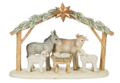 Animals at Manger Scene Figurine