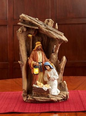 Lighted Holy Family Nativity