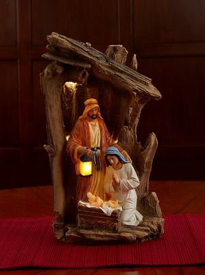 Lighted Holy Family Nativity