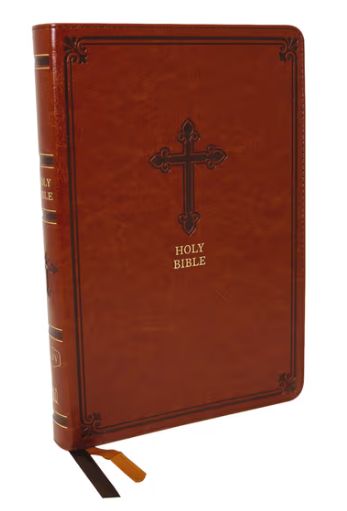 KJV, Thinline Bible, Large Print, Leathersoft, Brown, Red Letter Edition, Comfort Print