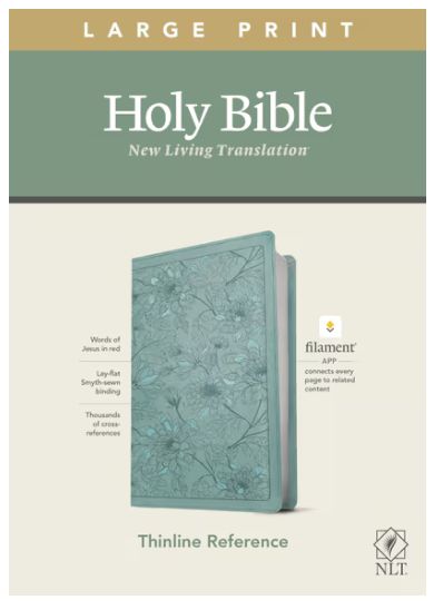 NLT Large Print Thinline Reference Bible, Filament Enabled Edition Red Letter, Leatherlike, Floral/Teal