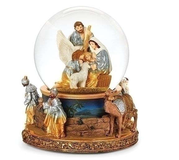 7"H MUSICAL DOME NATIVITY DOUBLE ROTATION 120MM