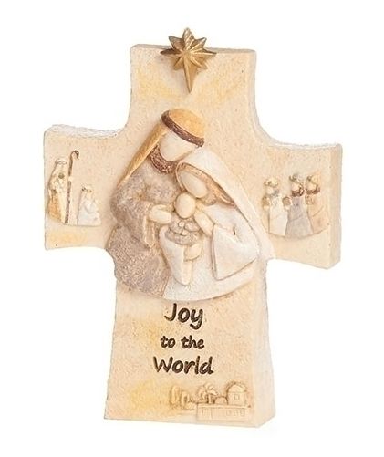 4.75"H NATIVITY CROSS FAITH STONE