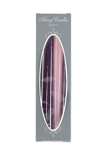 10"H 4PC SET ADVENT CANDLES WITH 3 PURPLE &amp; 1 PINK