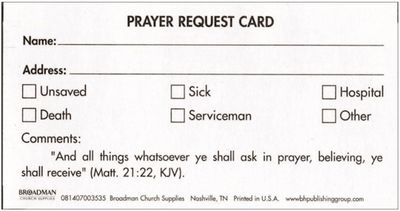 Prayer Request Card