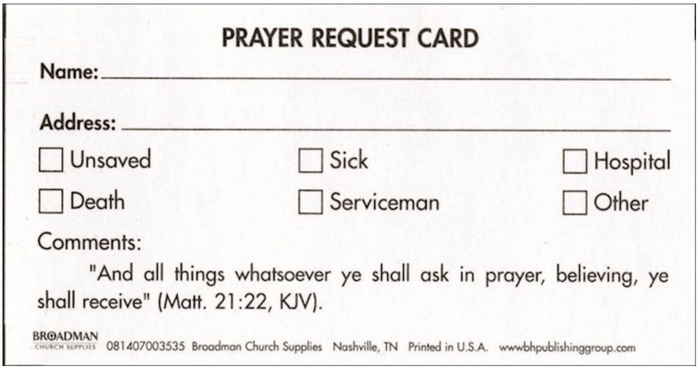 Prayer Request Card