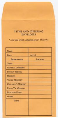 Tithe and Offering Envelope (Bill-Sized)