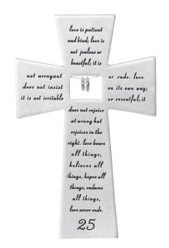 7"H 25th Anniversary Wall Cross Love Never Fails