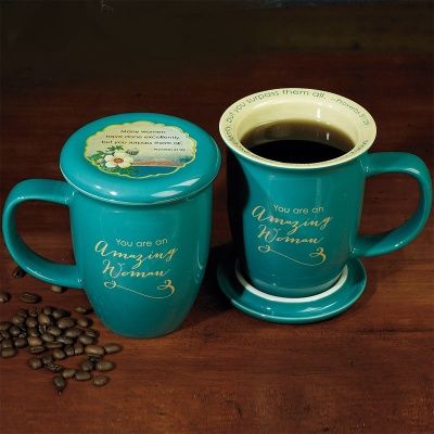 Amazing Woman Mug &amp; Coaster Set- Teal