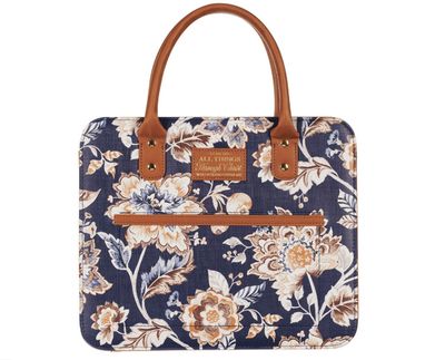 I Can Do All Things Toffee Brown and Navy Purse-style Bible Cover - Philippians 4:13