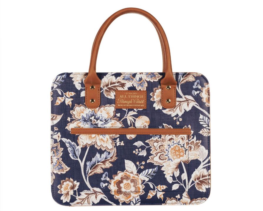 I Can Do All Things Toffee-brown and Navy Purse-style Medium Bible Cover - Philippians 4:13