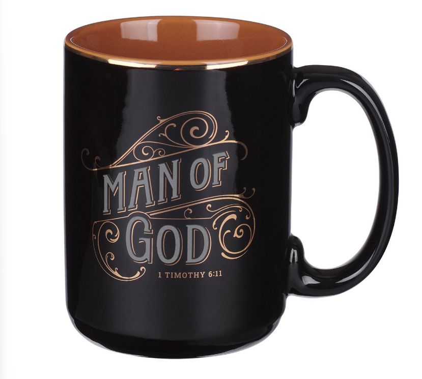 Man of God Black Ceramic Coffee Mug - 1 Timothy 6:11
