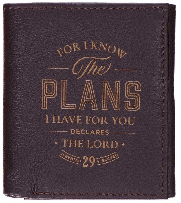 The Plans Black Full Grain Leather Wallet - Jeremiah 29:11