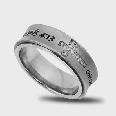 His Strength - Phil. 4:13 Spinner Ring Size 8