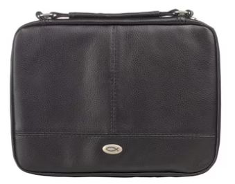 Small Thinline Two-fold Black Faux Leather Organizer Bible Cover