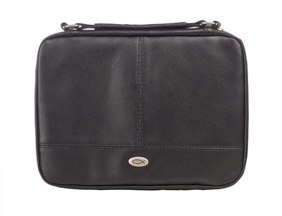 Two-fold Black Faux Leather Organizer XL Bible Cover