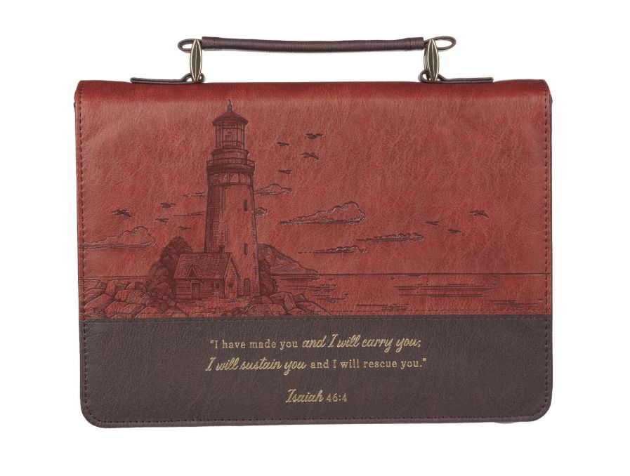 Have Made You Two-tone Brown Faux Leather Classic Large Bible Cover - Isaiah 46:4