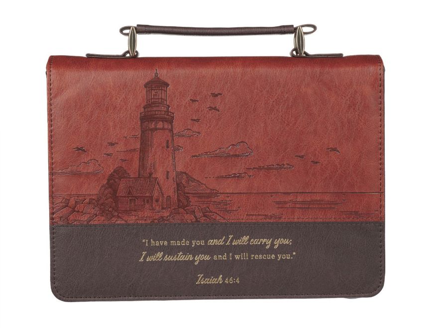 Have Made You Two-tone Brown Faux Leather Classic MD Bible Cover - Isaiah 46:4
