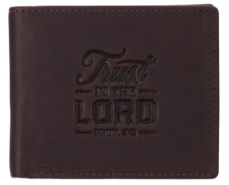 Trust in the Lord Dark Brown Full Grain Leather Wallet - Proverbs 3:5