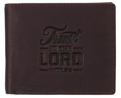 Trust in the Lord Dark Brown Full Grain Leather Wallet - Proverbs 3:5