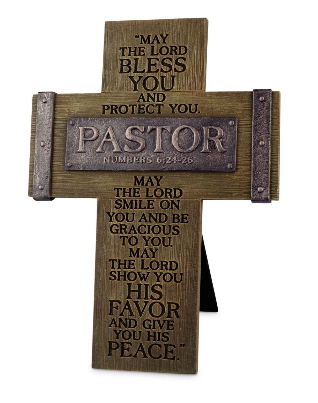 Tabletop Cross Pastor Blessings 8.5" Resin