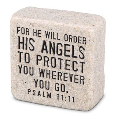 Tabletop Scripture Stone His Angel 2.25H Psalm 91:11