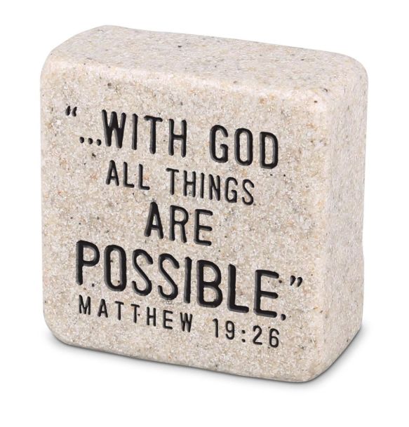 Tabletop Scripture Stone Faith 2.25 H Math. 19:26
