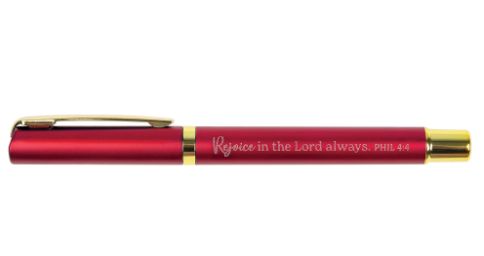 Rejoice in the Lord Always - Phil 4:4 - Pearl Scripture Pen - Red