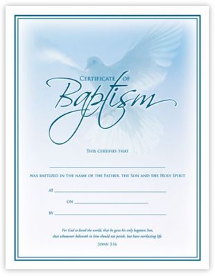 Baptism Certificate - Coated, Full Color