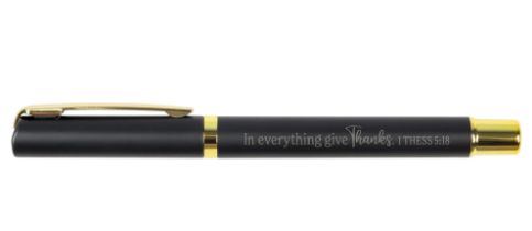 In Everything Give Thanks - 1 Thess 5:18 - Pearl Scripture Pen - Black