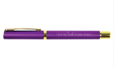 I Put My Trust in You - Ps 56:3 - Pearl Scripture Pen - Purple